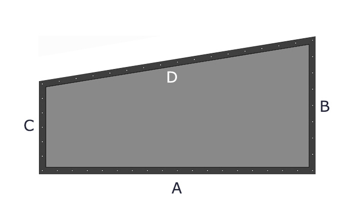 Bâche trapèze rectangle droite sur mesure