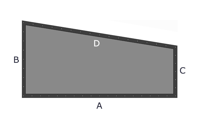 Bâche trapèze rectangle gauche sur mesure