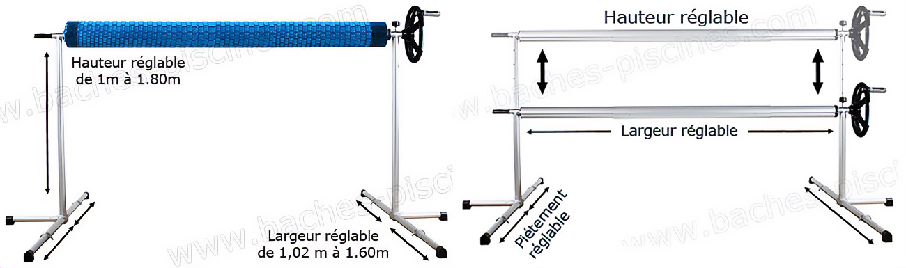 Enrouleur bâche piscine HORS SOL 5m. Garantie 2 ans.